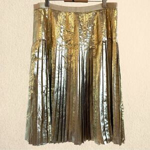 Lewit silk gold metallic pleated skirt